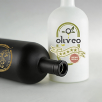 Bouteille en verre vide ronde noire mate et blanche pour huile d'olive 375ml 500ml 750ml, bouteille en verre pour huile d'olive extra vierge biologique avec bec verseur