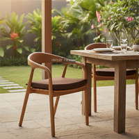 Chaise de salle à manger Canora avec dossier en teck, ergonomique, stable, confortable, durable, design moderne, meubles pour la maison, appartement, extérieur