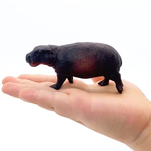 Realistic High Quality PVC Plastic Animal Figure Toys Realistic Pet Eco-friendly Animal Baby Hippo Figure Toys