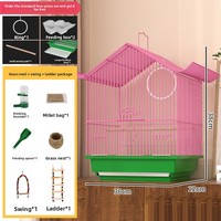Kit de démarrage complet avec bain d'oiseaux et perchoir intégrés, base en fer robuste, cage à oiseaux professionnelle pour la reproduction de petits perroquets