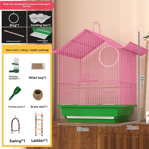 Petite <span class=keywords><strong>cage</strong></span> à oiseaux pour perroquets avec base en métal, bain pour oiseaux et barre de jeu pour l'élevage et la reproduction - Product Image 5