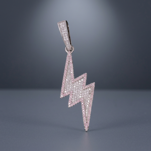 Collier unisexe style Hip Hop en argent sterling 925 plaqué or 18 carats avec micro-pavé de moissanite éclatante en forme de foudre - Product Image 1