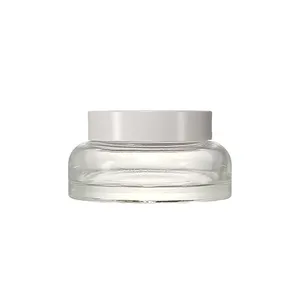 100克扁圆形透明新设计面膜和面霜罐高端韩国护肤化妆品包装玻璃罐减肥磨砂