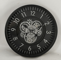 REIDA Vrais engrenages mobiles Géant Décoratif Rustique Rétro Ferme Chiffre Arabe Horloge Murale