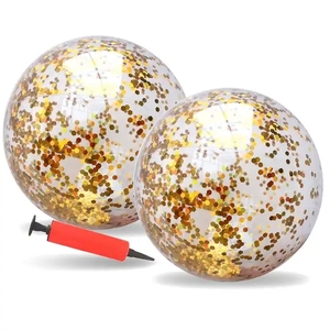Pallone da spiaggia gonfiabile Glitter all'ingrosso con coriandoli luccica pallone da spiaggia gonfiabile coriandoli palloni da spiaggia <span class=keywords><strong>sfusi</strong></span> - Product Image 1