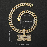 Nouveau pendentif personnalisé en verre avec lettre, bijou tendance hip-hop sauvage, fermoir chaîne cubaine
