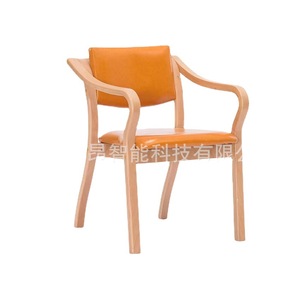 เก้าอี้โรงพยาบาลโครงไม้หุ้มเบาะสีส้มสำหรับสถานที่ดูแลผู้สูงอายุ - Product Image 1