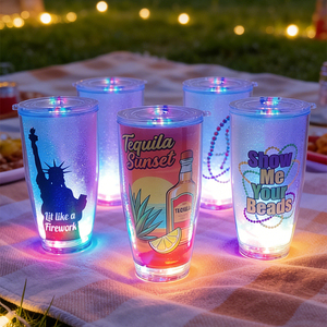 Gobelet lumineux en plastique à double paroi de 24 oz, écologique, avec couvercle en PVC, idéal pour la rentrée scolaire, les fêtes et l'extérieur – Vietnam - Product Image 1
