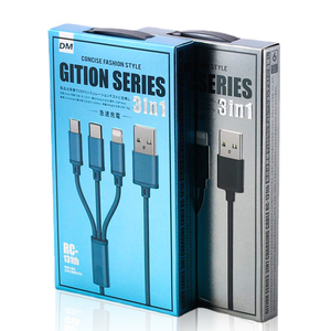 Matte dập nổi lá các tông màu trắng hộp giấy Type-C 8Pin Micro dòng dữ liệu nhanh phí cáp bán lẻ Bao bì với treo lỗ - Product Image 4