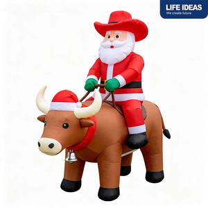 Venta al por mayor de fábrica: Oso inflable de poliéster 190T impermeable con LED, muñeco de Navidad inflable para decoración de techo y jardín. - Product Image 4