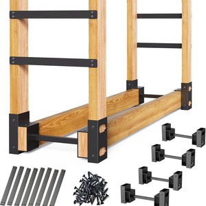Estante para Leña, Estante de Almacenamiento de Madera para Interiores y Exteriores, Soporte de Metal, Organizador de Almacenamiento para Cocina y Sala de Estar, Rectangular, Negro - Product Image 1