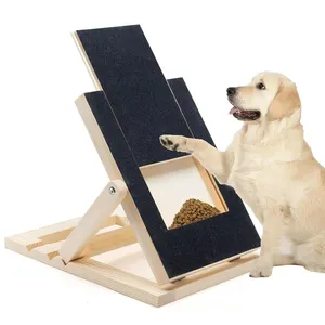 Hot Sell Square File Treat Trimmer Wooden Dog Nail Paw Scratch Board with Treat Box