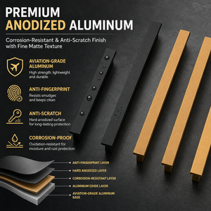 Modern minimalist <b>black</b> and gold space aluminum oxidized T-shaped <b>handle</b>, straight long pull <b>handle</b> for <b>cabinet</b> and wardrobe doo - Product Image 6