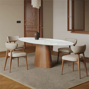 Ensemble de table à manger ovale en bois massif naturel, artisanat élégant, mobilier d'intérieur moderne, pour <span class=keywords><strong>6</strong></span> personnes - Product Image 6