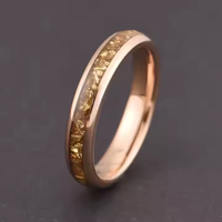 Bague pour femme en tungstène or rose 4 mm Gentdes Jewelry avec incrustation de verre allemand écrasé pour mariage