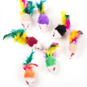 Cheap Small New Design Colorful Interesting Feather Stick Toy Mouse Shape <b>Cat</b> Toys - Product Image 4