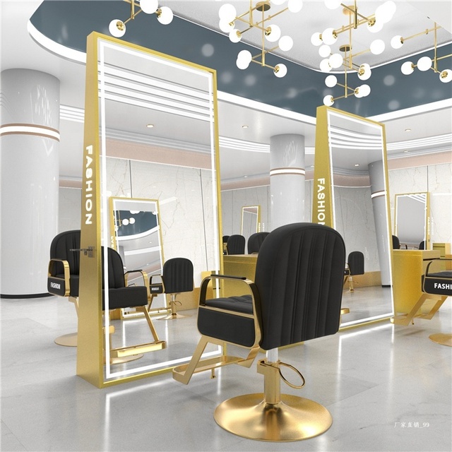 Siman Wholesale Modern Popular Hair Salon Smart Wall Mirror Touch Screen for Barber Shop Station Led Salon Mirror Double Side