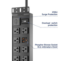 PDU pour rack 19 pouces, 16 prises US 20A, interrupteur de surcharge, protection contre les surtensions 2100J, multiprise 2500W, certifié ETL