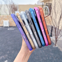 Coque de téléphone tendance avec support d'objectif et dos brossé pour iPhone 12 13 14 15 16 17 18 Pro Max, avec film de protection d'objectif et recharge magnétique