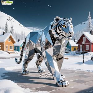 Zoo entrada decoración feroz vida silvestre arte Acero inoxidable Tigre estatua escultura - Product Image 4