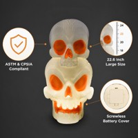 Lampe de nuit LED empilable en forme de crâne de 22,6 pouces - Décoration d'Halloween moulée par soufflage conforme aux normes ASTM F963 et CPSIA pour fête en intérieur/extérieur ou sur porche