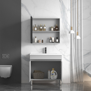 Mueble de tocador de baño de pie de aluminio moderno con juego de inodoro y lavabo-para hoteles - Product Image 3