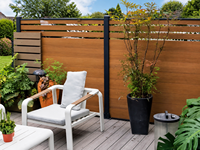 Kit de clôture de jardin en WPC aspect bois, marron, faible entretien, poteaux en aluminium, étanche et résistant au vent, pour projets de clôtures de voies d'accès