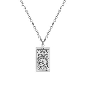 Collar con Colgante de Carta del Tarot |   Collar Unisex de Acero de Titanio |   Acero Inoxidable con Recubrimiento PVD en Color Oro y Acero - Product Image 4