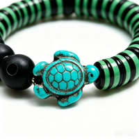 Bracelet tortue en pierre naturelle de malachite et pierre volcanique de 8 mm, pour couple, amitié, tendance