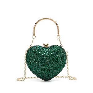 Nouvelle pochette de soirée en forme de cœur ornée de diamants, sac à bandoulière élégant pour femme avec chaîne, pochette de soirée en strass de haute qualité - Product Image 6