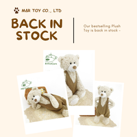 Ours en peluche mignon avec salopette - 13,5 pouces Crème/Kaki pour enfants et cadeaux d'anniversaire
