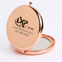 Miroir Cosmétique Compact Métallique Doré de Haute Qualité, Nouveau Style, Petite Taille, Grossissant 2x, Personnalisable, avec Boîte