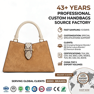Tan Brown Suede Trapeze Bag Luxury Python Pattern Cream Handle Gold Hardware Daily Chic Fashion Women Handbag Custom OEM - Product Image 1