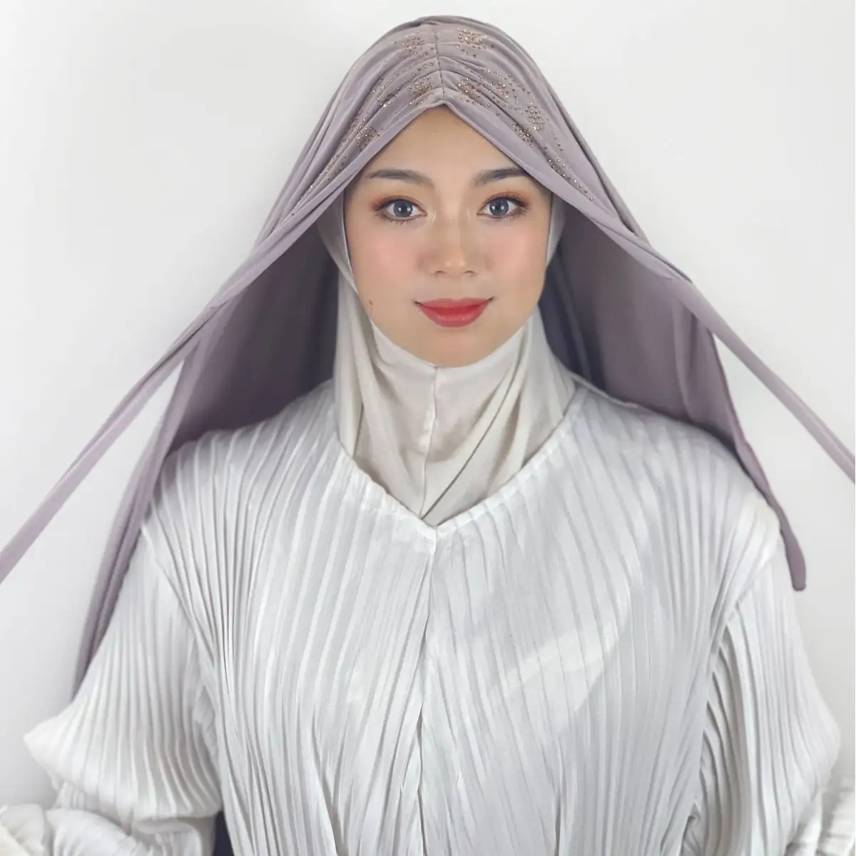 Ả Rập hồi giáo khăn trẻ em soie phụ nữ de mdeine georgette xếp li ngay lập tức nắp ca-pô khimar Rayon hijab trẻ em gái với niqab