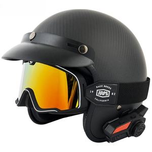 Nouveau casque demi-coque rétro en fibre de carbone pour moto, léger, Bluetooth, taille extra large - Product Image 5