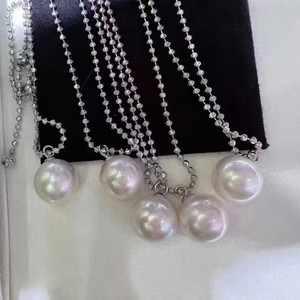 Collier pendentif fin 14-15mm Perle d'eau douce naturelle blanche Argent pur 925 Or K Artisanat Cadeau - Product Image 1