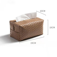 Boîte de rangement rectangulaire en cuir tissé beige, style dessin animé, imperméable et durable, taille personnalisée, pour mouchoirs et articles divers, emballage carton