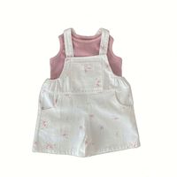 Ensemble de vêtements pour bébé en coton de haute qualité Summer Infant, nouveau modèle, haut sans manches mignon et short à bretelles avec fleurs imprimées