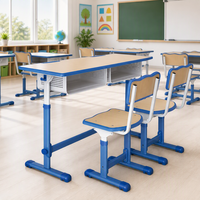 Ensemble chaise et bureau réglables de qualité commerciale robuste pour enfants, avec bacs de rangement et plateau à crayons, idéal pour la maternelle et la crèche