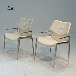Customizable White Faux Leather Dining Armchair Stainless Steel Frame Wholesale for Commercial Use - Product Image 5