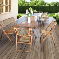 Chaise de mariage en bambou et rotin de haute qualité au design moderne, table et tabouret en bois de bambou pour l'extérieur, utilisation pour les événements