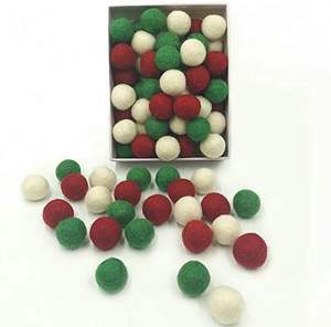 Guirlande de boules de pompons de Noël en feutre blanc, rouge et vert, décoration murale pour chambre d'enfant, fête de Noël, fabrication directe d'usine - Product Image 4