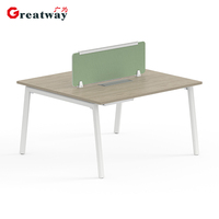 Poste de travail modulaire moderne pour 2 personnes, robuste, pour bureau ouvert, configuration face à face, idéal pour le travail d'équipe