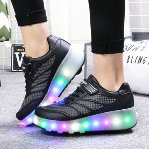 Chaussures à roulettes LED tendance, basses, à deux roues rétractables, chaussures de sport décontractées pour enfants, chaussures à roulettes pour enfants d'extérieur, <span class=keywords><strong>taille</strong></span> 27-41 - Product Image 4