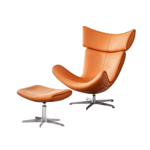 Sillón de Ocio Nordic Snail Imola, Sillón Giratorio Individual de Cuero Genuino, Sofá Perezoso para Sala de Estar o Balcón, Estilo Influencer - Product Image 2