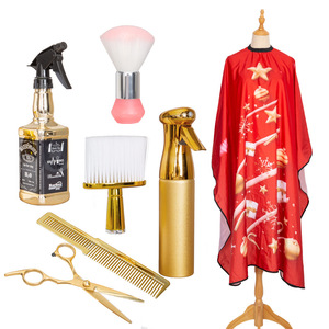 Ensemble de coiffure de Noël : Tondeuse électroplaquée, peigne, vaporisateur, ciseaux, cape – Portable pour usage général - Product Image 1
