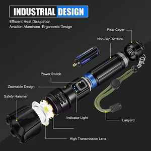Linterna Táctica LED con Zoom Telescópico, Resistente al Agua, Recargable por USB, de Largo Alcance, con Láser Blanco, de Aleación de Aluminio - Product Image 5