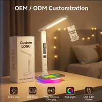 Lampe de bureau LED moderne pour enfants Horloge de charge sans fil Lampe de table pour la maison intelligente Alimentation USB Corps en ABS Caractéristique de bricolage pour le salon
