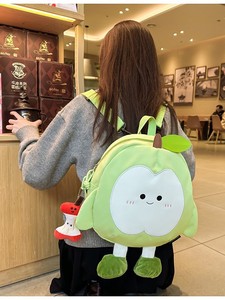 Green Red Apple-shaped Softback Waterproof Eco-friendly Oxford <b>Backpack</b> Cute Realistic Large Capacity Unisex Student <b>Backpack</b> - Product Image 2