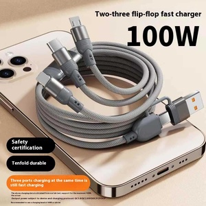 <span class=keywords><strong>C</strong></span>âble chargeur de téléphone tressé en nylon <span class=keywords><strong>2</strong></span> en 3 100W Usbc Usb Type <span class=keywords><strong>c</strong></span> Type-<span class=keywords><strong>c</strong></span> à Pd - Product Image 5